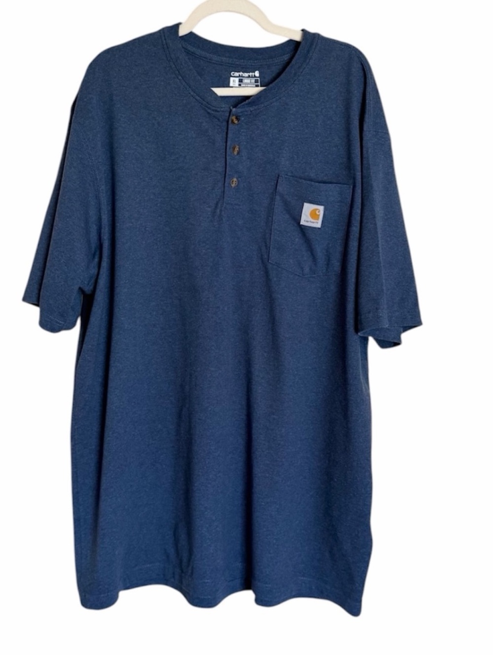Carhartt Navy Short-Sleeve Henley with Chest Pocket